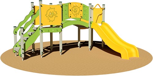 Speeltoestel met dubbel platform en glijbaan Simba Village
