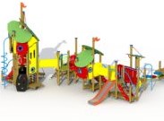 Combinatietoestel De 3 biggetjes - montage in de grond (type B) - rvs glijbaan