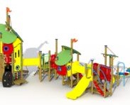 Combinatietoestel De 3 biggetjes - montage op de grond (type B) - kunststof glijbaan