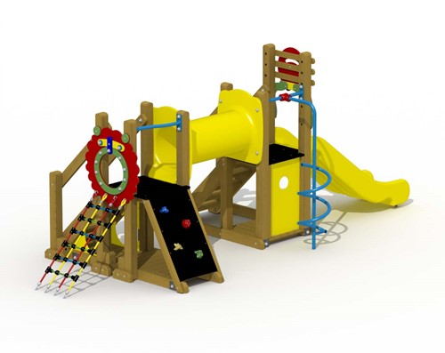 Speeltoestel Mammoet  - kruiptunnel,spiraalglijstang - montage in de grond (type A) - Roestvrijstaal