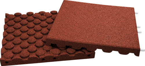 euroflex rubber tegel, valhoogte 150 cm, afm. 50 x 50 cm, rood - per m^2