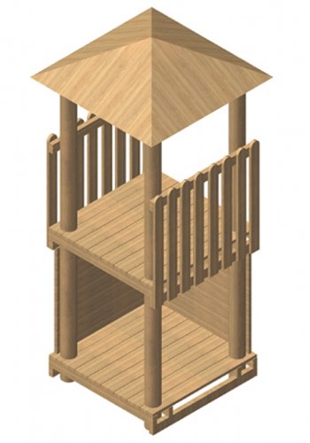 Robinia vierkante speeltoren, platform 175 cm