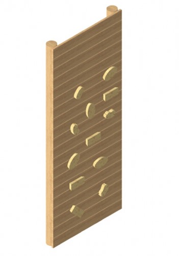 Klimwand met houten klimgrepen