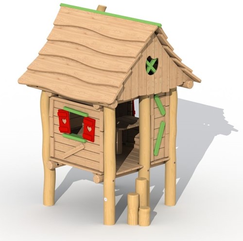 ECO-Play robinia houthakkershutje met stappaaltjes - montage op de grond