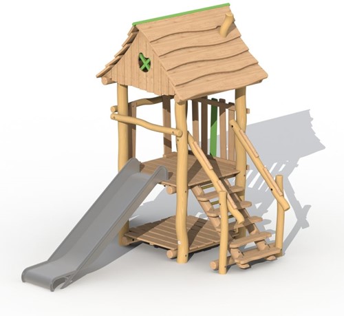 ECO-Play robinia jagerstoren met dak - roestvrijstaal