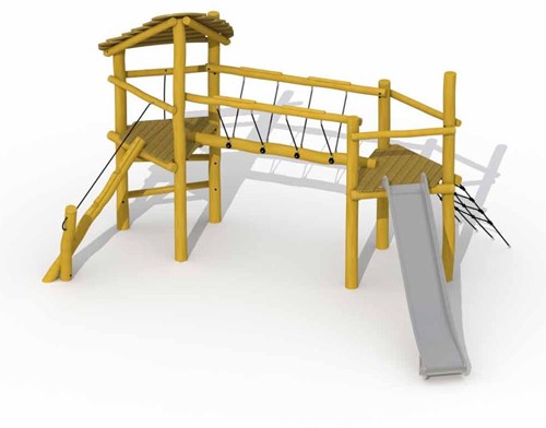 ECO-Play robinia combinatietoestel Keverbrugje - rvs glijbaan