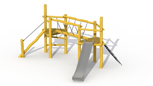 ECO-Play robinia combinatietoestel Keverbrugje zonder dakje - inox glijbaan