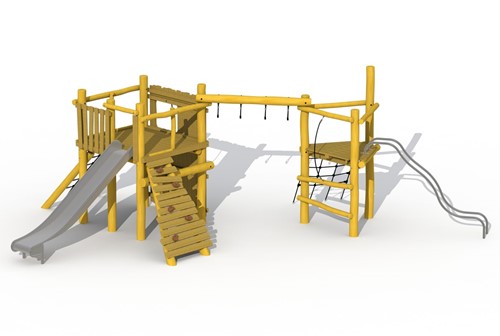 ECO-Play robinia combi-tovertoren, zonder dak met hanglussen