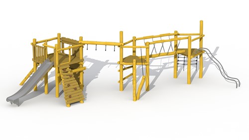 ECO-Play robinia maxi-tovertoren, zonder dak met hanglussen