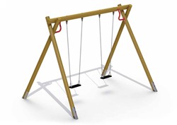 Houten dubbele schommel inclusief 2 schommelzitjes